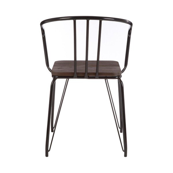 Sedia da pranzo nera/di colore naturale in olmo massiccio District – Premier Housewares-image-2