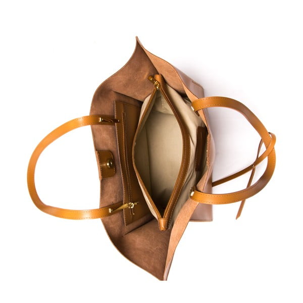 Hnědá kožená kabelka Mangotti Kalina-image-3