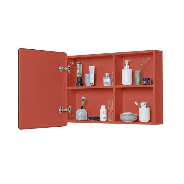 Mobile bagno sospeso rosso con specchio 80x58 cm Color Bath - Tom Tailor-image-4