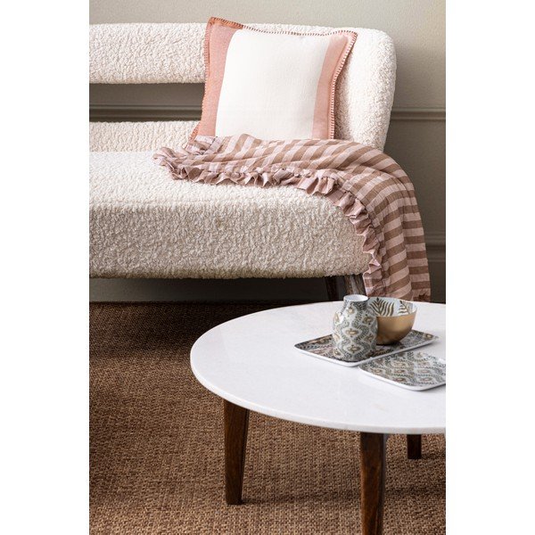 Tavolino da salotto bianco/di colore naturale con piano in marmo 50x70 cm Sylvester – Bizzotto-image-1