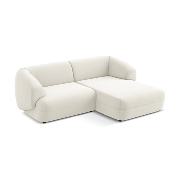 Divano angolare bianco (con penisola a destra) con rivestimento in velluto Moana – Makamii-image-3