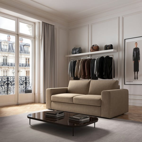 Divano marrone chiaro rivestito in velluto 218 cm Baga – Rodier-image-1