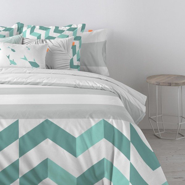 Copripiumino in cotone Zigzag, 220 x 220 cm - Blanc-image-1