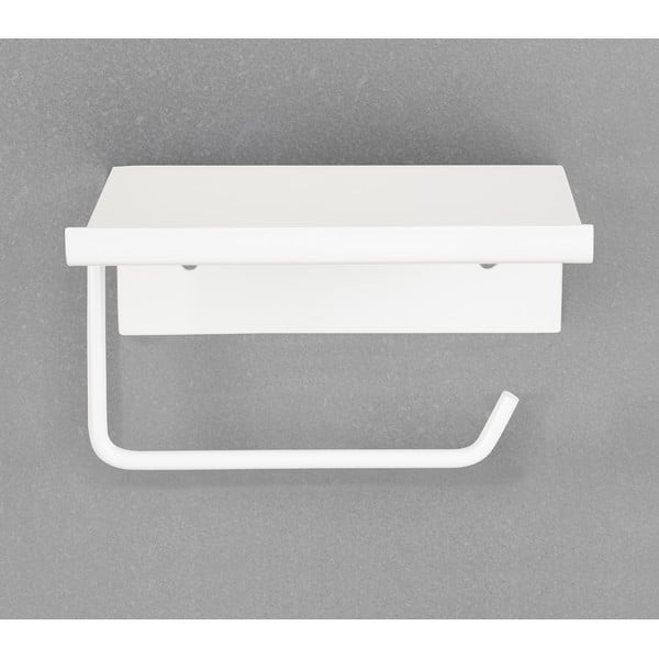 Porta carta igienica autoportante in metallo bianco con ripiano Desulo - Wenko-image-4