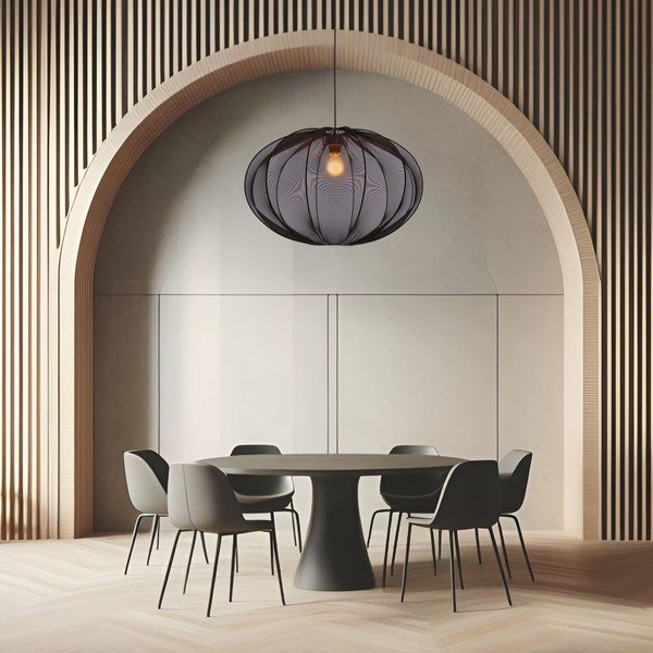 Lampadario nero con paralume in tessuto ø 60 cm Mellow – Candellux Lighting-image-1