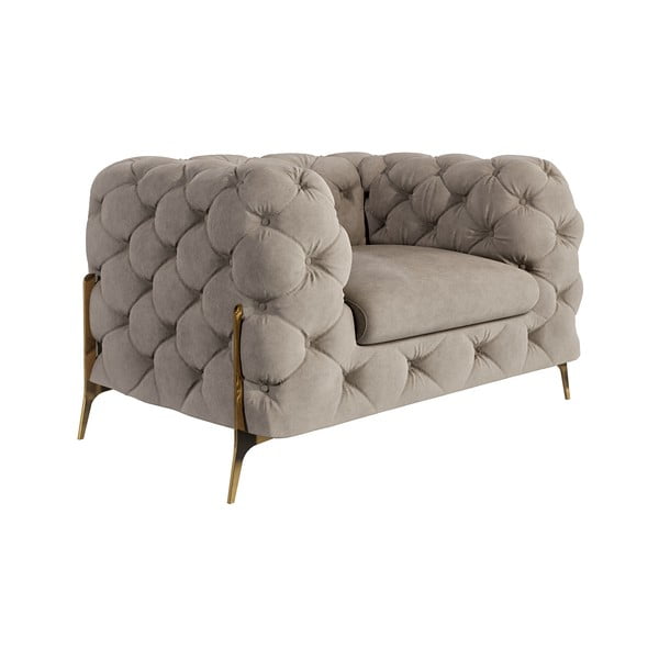 Poltrona greige con rivestimento in velluto Chelsea Bis – Ropez