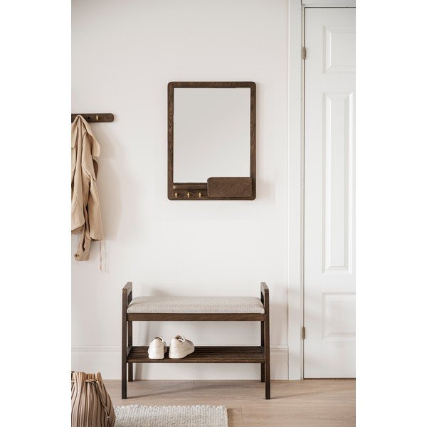 Specchio da parete con mensola con cornice in legno 45x60 cm Inverness - Rowico-image-1