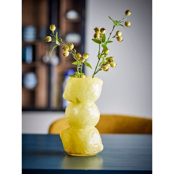 Vaso giallo in vetro (altezza totale 27 cm) Limone – Bloomingville-image-2