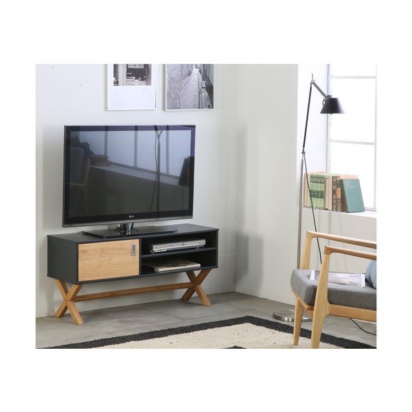 Tavolo TV grigio antracite Leidi, 110 x 52 cm - Marckeric-image-2