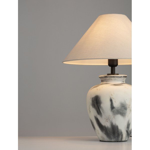Lampada da tavolo bianca/grigia in ceramica con paralume in tessuto (altezza totale 55 cm) Lupe – Nova Luce-image-4