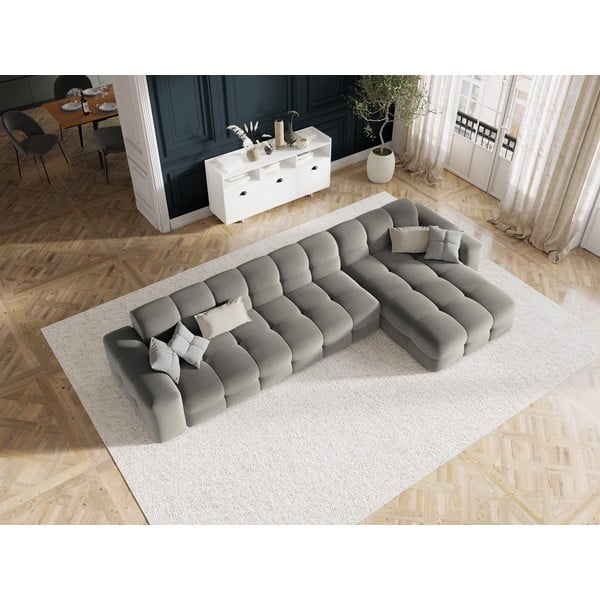 Divano angolare in velluto grigio (angolo destro) Kendal - Micadoni Home-image-1