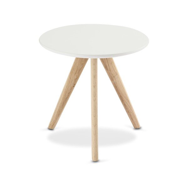 Tavolino bianco con gambe in rovere, Ø 40 cm Life - Furnhouse-image-3