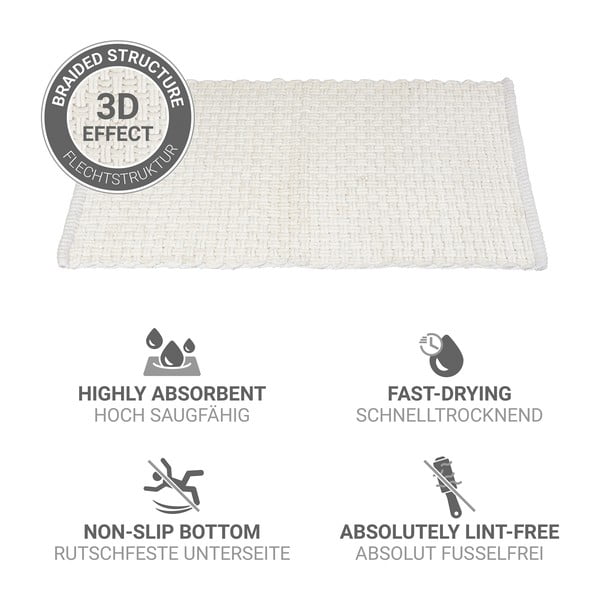 Tappetino per il bagno bianco in tessuto 50x80 cm Ecoli – Wenko-image-4