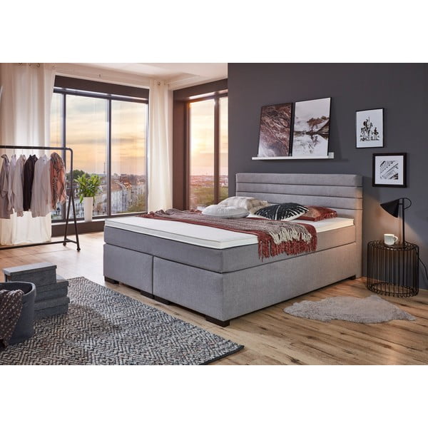 Letto boxspring grigio 180x200 cm Kokomo - Rojaplast-image-1