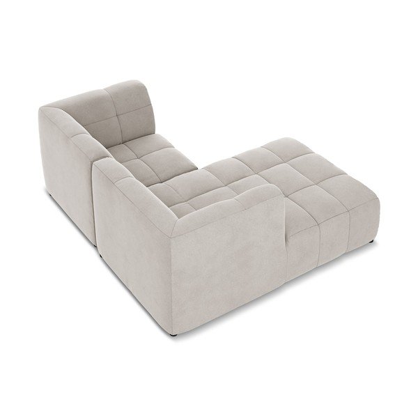 Divano angolare beige (con penisola a sinistra/con chaise lounge) con rivestimento in velluto Aloha – Makamii-image-4