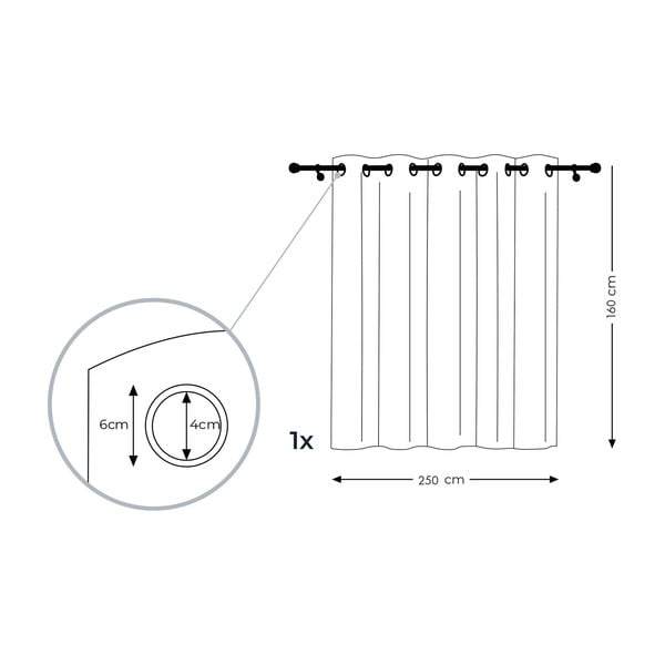 Tenda beige , 160 x 250 cm Voile Eyelets - AmeliaHome-image-3