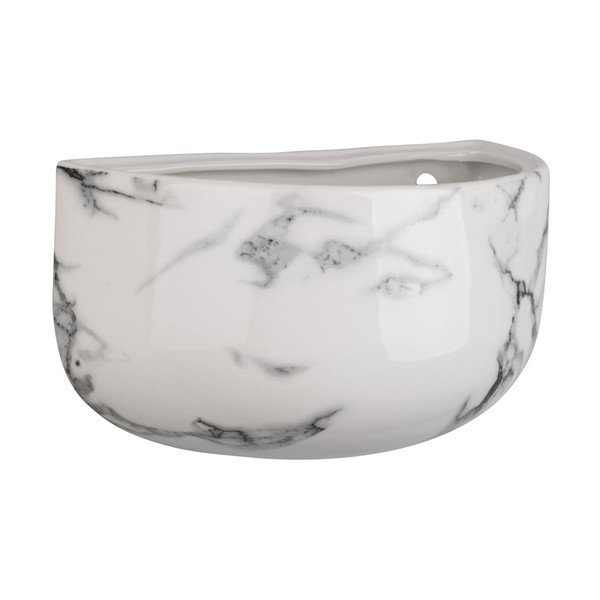 Vaso da parete in ceramica con decoro in marmo Oval - PT LIVING-image-3