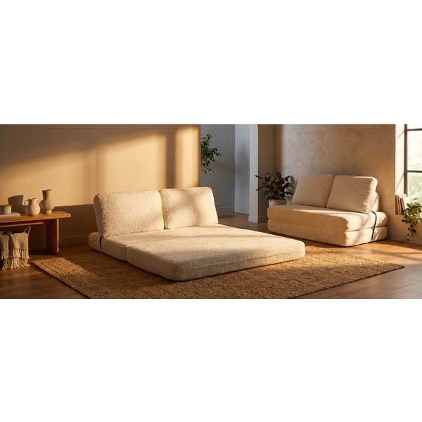 Divano bianco allungabile con rivestimento in bouclé 150 cm Faster – Mauro Ferretti-image-1