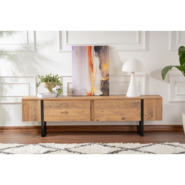 Mobile TV di colore naturale con effetto pino 180x50x29,5 cm Serenity – Kalune Design-image-4