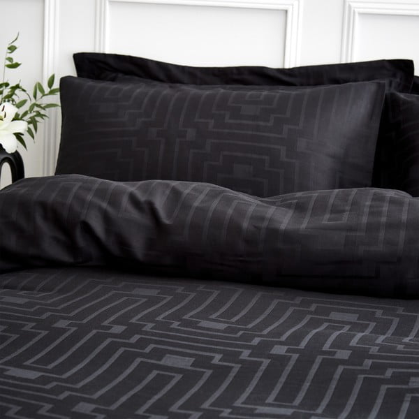 Lenzuolo matrimoniale in cotone sateen nero 200x200 cm - Bianca-image-1