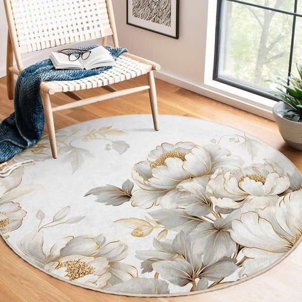 Tappeto rotondo in grigio chiaro/beige lavabile ø 120 cm Soft and Gentle – Mila Home-image-1