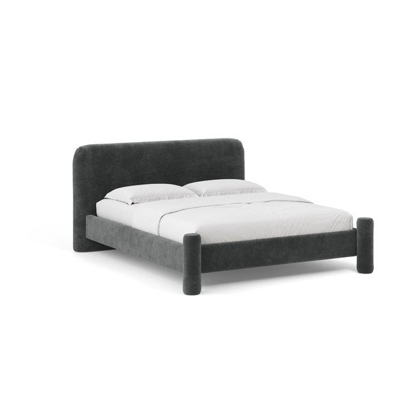 Letto matrimoniale imbottito grigio scuro con rete inclusa 160x200 cm Vera – Micadoni 