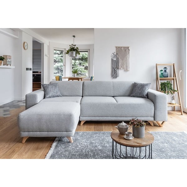 Divano angolare grigio chiaro allungabile e con contenitore Classy Sophie – Miuform-image-1