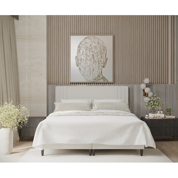 Letto matrimoniale imbottito beige con contenitore 160x200 cm Musca - Maison de Rêve-image-3