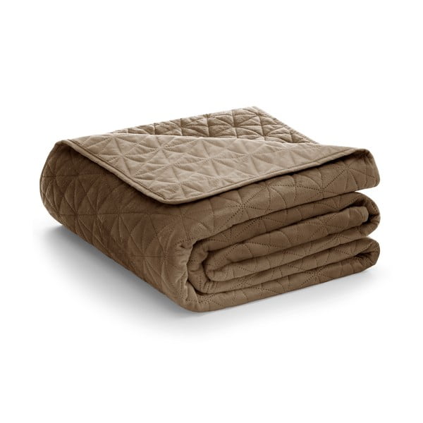 Copriletto marrone chiaro in velluto con rivestimento trapuntato 240x260 cm Laila – Restilo