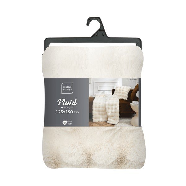 Coperta color crema in micropile 125x150 cm Mounty – douceur d'intérieur-image-4
