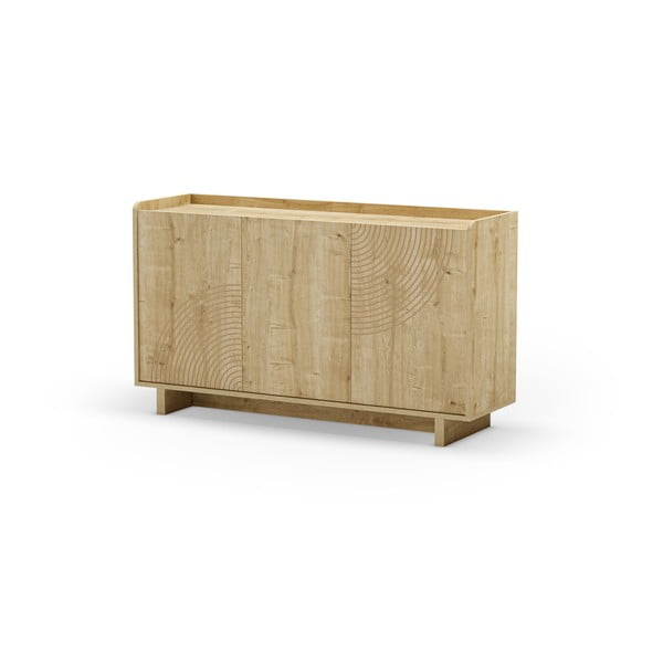 Cassettiera di colore naturale con effetto rovere 140x80x40 cm Daira – Marckeric-image-4