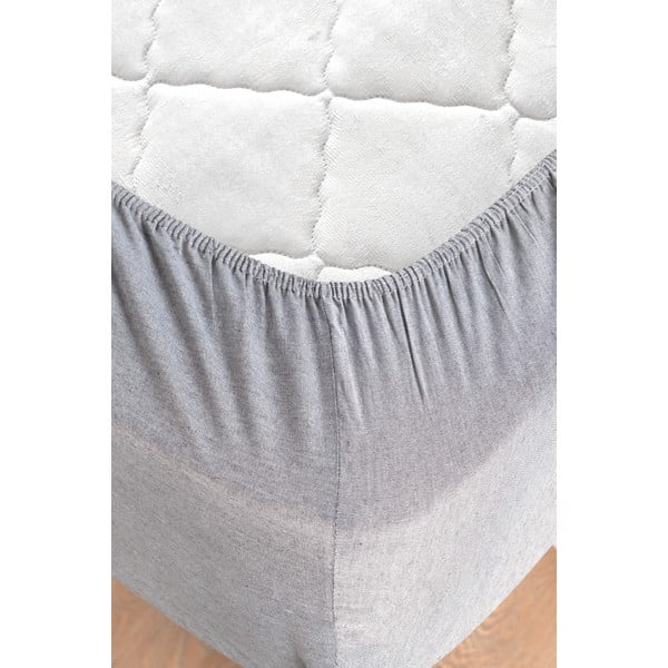 Lenzuolo matrimoniale in cotone nero e grigio / lenzuolo matrimoniale esteso 200x220 cm - Mila Home-image-4