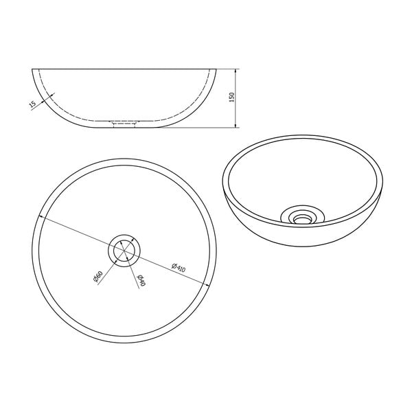 Lavabo rotondo in blu scuro in ceramica ø 41 cm Priori – Sapho-image-3