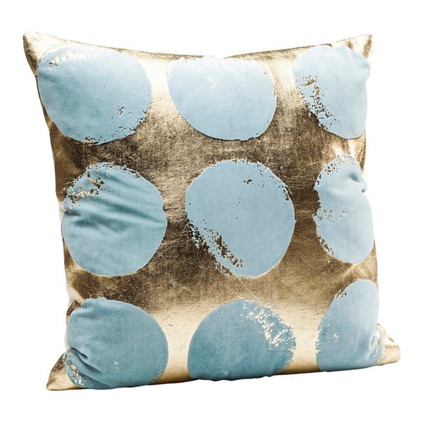 Zlatý polštář s modrými puntíky Kare Design Dotty, 45 x 45 cm