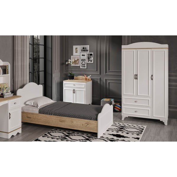 Letto singolo in bianco e naturale 90x190 cm Alessa - Kalune Design-image-2