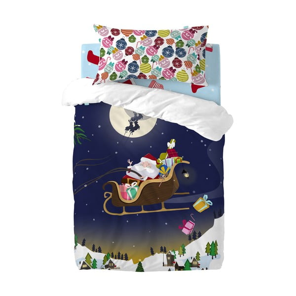 Copripiumino e cuscino in cotone per bambini , 100 x 120 cm Merry Christmas - Mr. Fox