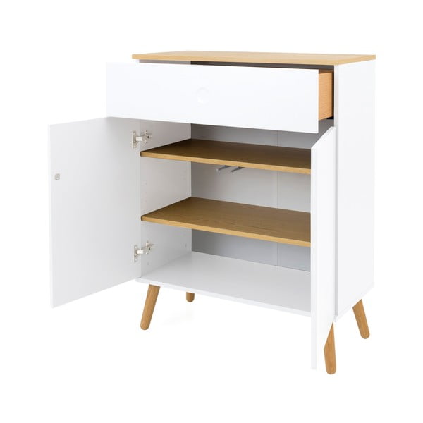 Cassettiera bianca con gambe in rovere, larghezza 79 cm Dot - Tenzo-image-4