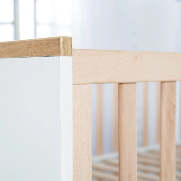 Lettino in legno di faggio bianco e naturale 70x140 cm Finn - Roba-image-2