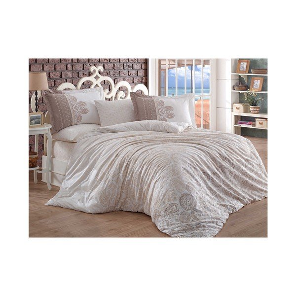 Biancheria da letto in cotone con lenzuolo per letto matrimoniale Irene, 200 x 220 cm - Mijolnir