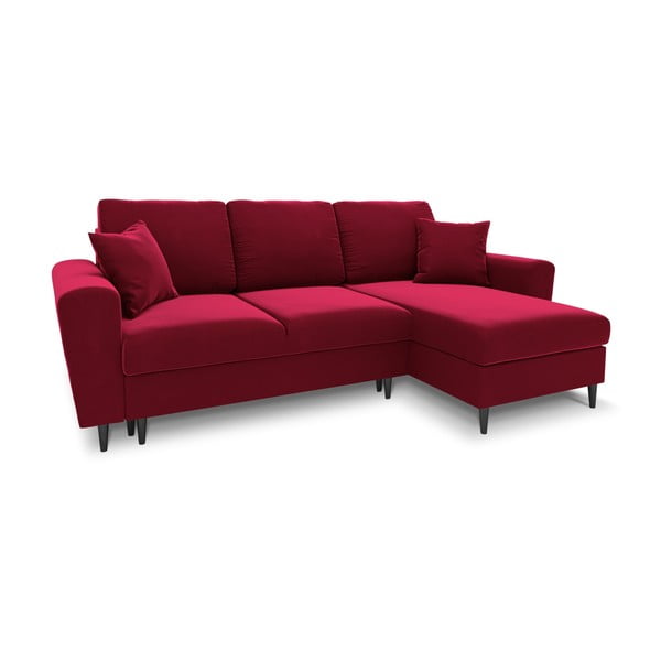 Divano angolare rosso allungabile e con contenitore con rivestimento in velluto Kyoto – Cosmopolitan Design