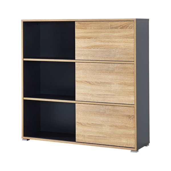 Libreria nera in rovere 120x119 cm Slide - Germania-image-4