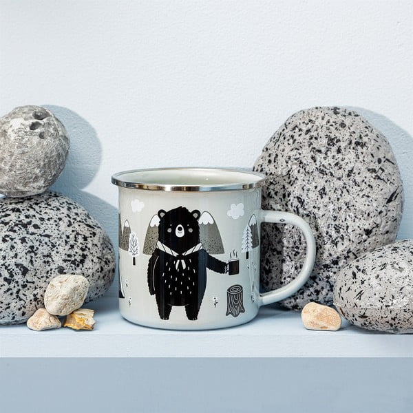 Tazza per bambini in smalto bianco Bear Adventure - Sass & Belle-image-1