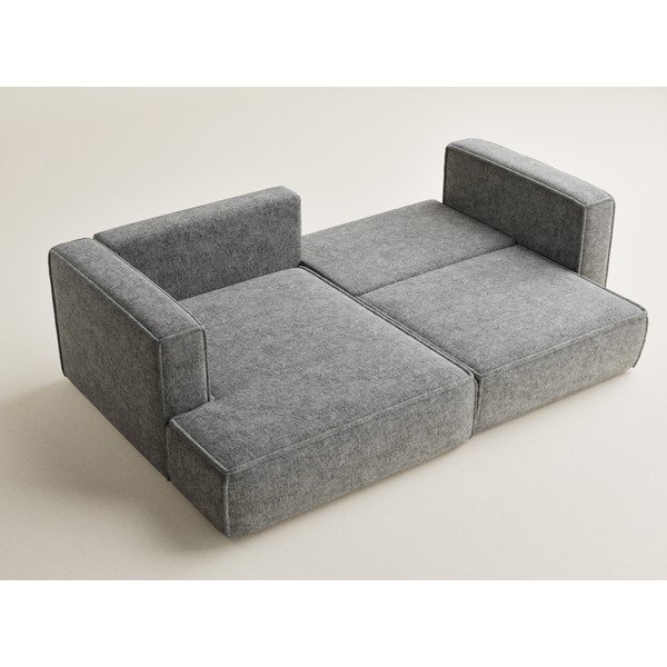 Divano angolare grigio allungabile/con contenitore (con penisola a sinistra/con chaise lounge) con rivestimento in ciniglia Velto – Maison de Rêve-image-3