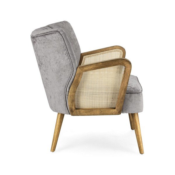 Poltrona grigia con rivestimento in velluto Virna – Bizzotto-image-3