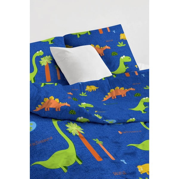 Set copripiumino e federa da bambini blu per letto singolo 140x200 cm Dinolar – Mijolnir-image-2
