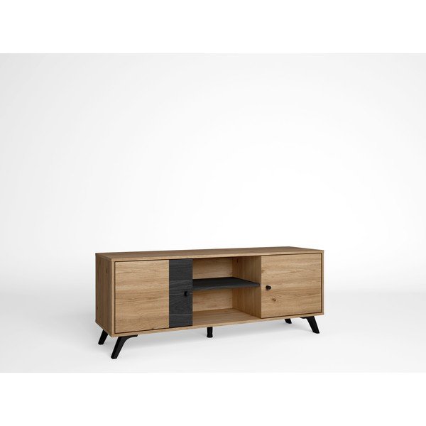 Tavolo TV nero in rovere 136x53 cm Natura - Marckeric-image-2