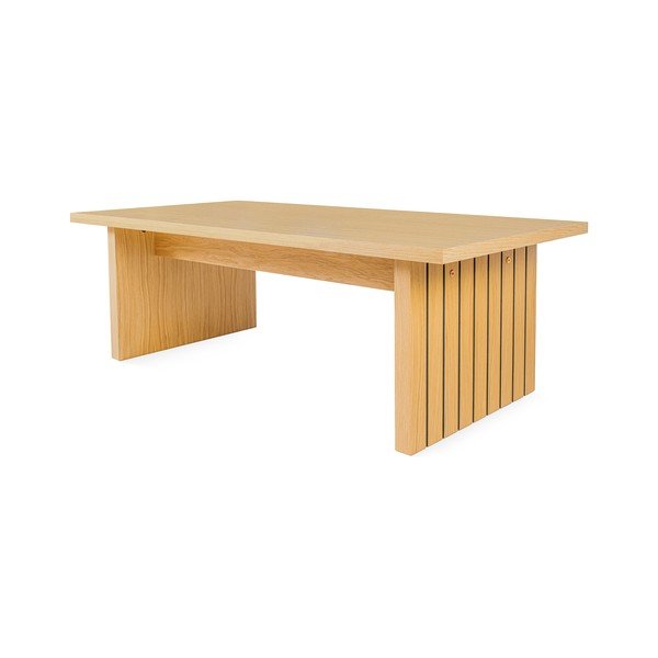 Tavolino con piano in rovere decorato in colore naturale 60x120 cm Stripe - Woodman-image-3