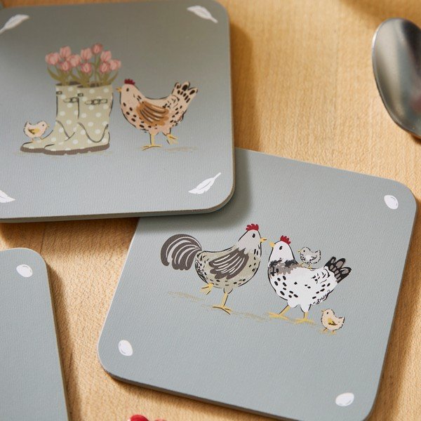 Set di sottobicchieri grigi in sughero 4 pz Hen House Lane – Cooksmart ®-image-4