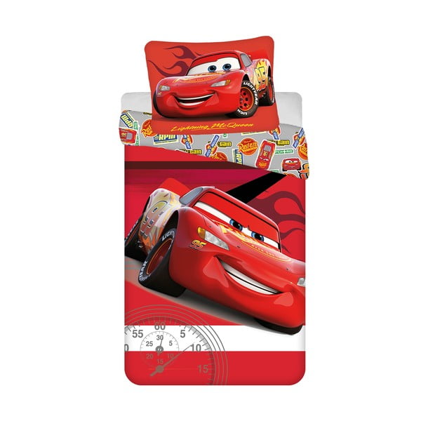 Set copripiumino e federa da bambini rosso in cotone per letto singolo 140x200 cm Cars "Legend" – Jerry Fabrics