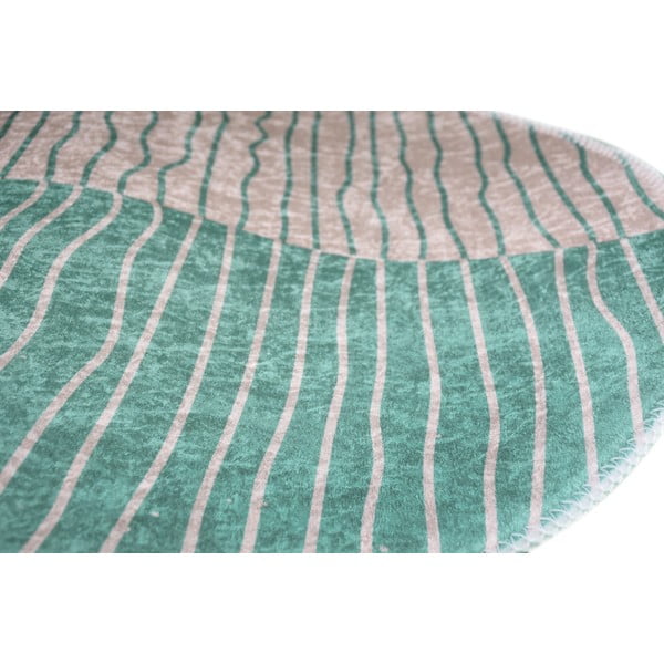 Tappeto rotondo lavabile in turchese e crema ø 120 cm Yuvarlak - Vitaus-image-2